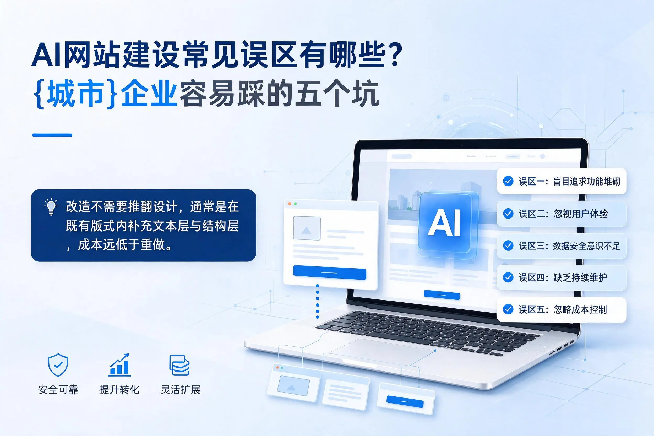AI网站建设常见误区有哪些？临沧企业容易踩的五个坑